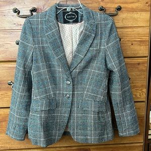 Plaid Blazer - Polka Dot Lining - Pockets - Elbow Pads